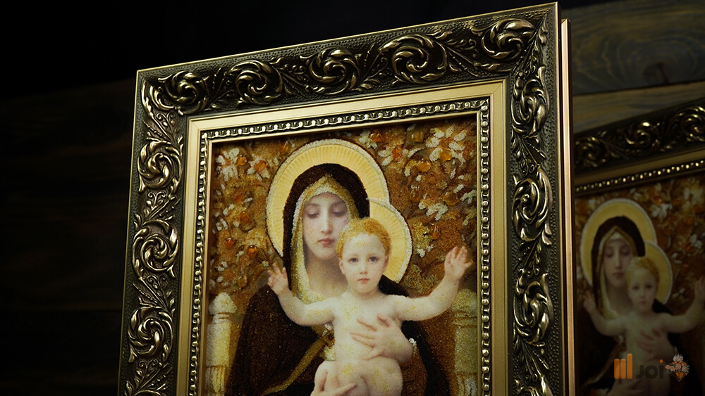 Bernsteinbild – Maria der Lilien mit dem segnenden Jesuskind (1)