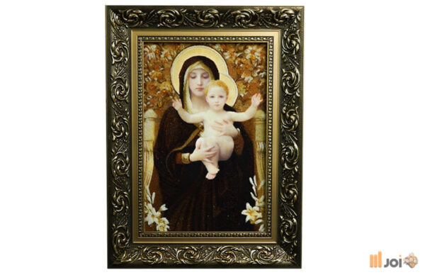 Bernsteinbild – Maria der Lilien mit dem segnenden Jesuskind (8)