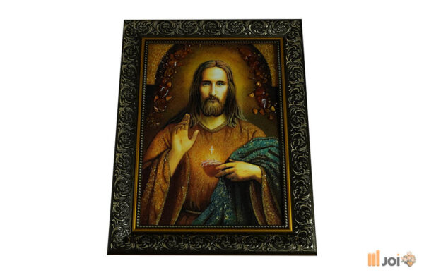 Bernsteinbild – Der segnende Jesus Christus (Klassi. Rahmen) (1)