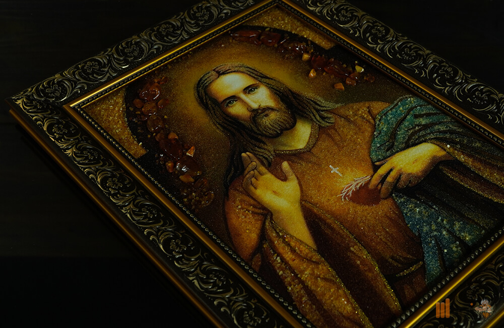 Bernsteinbild – Der segnende Jesus Christus (Klassi. Rahmen) (6)