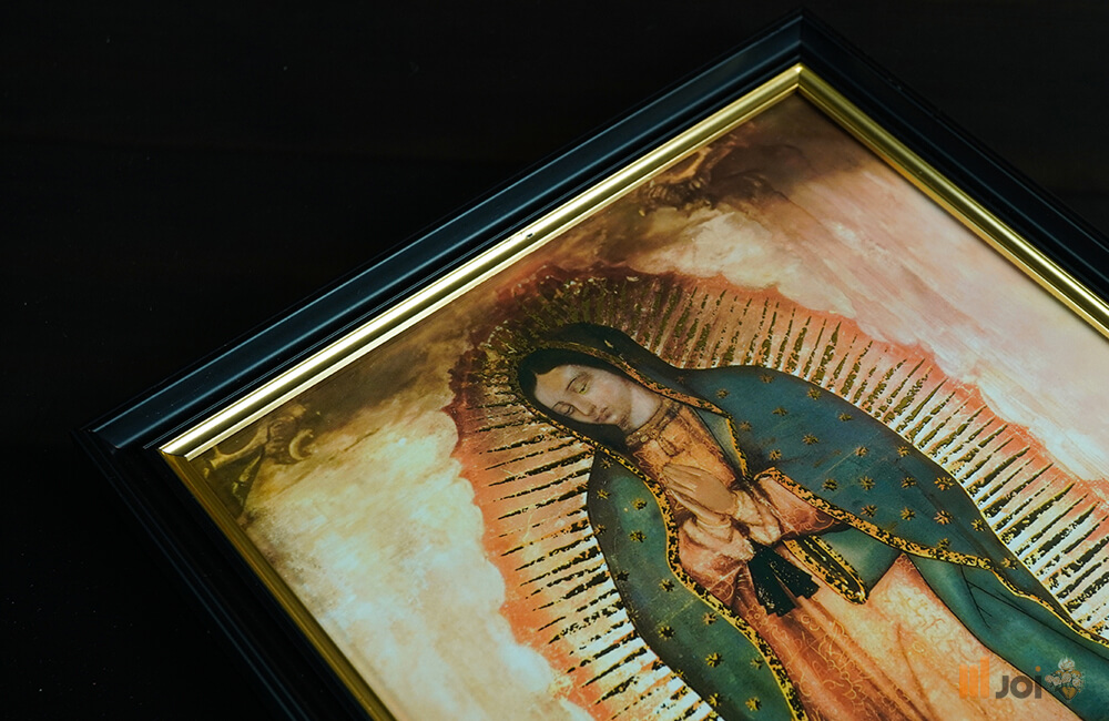 Digitaler Golddruck des Guadalupanischen Marienbildes – Schwarzer Rahmen (3)
