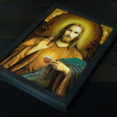 Bernsteinbild – Segnender Jesus im schwarzen Rahmen - Image 4