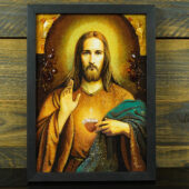 Bernsteinbild – Segnender Jesus im schwarzen Rahmen - Image 2