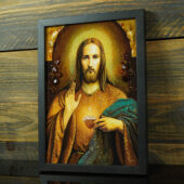 Bernsteinbild – Segnender Jesus im schwarzen Rahmen - Image 10