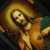 Bernsteinbild – Segnender Jesus im schwarzen Rahmen - Image 9