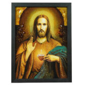 Bernsteinbild – Segnender Jesus im schwarzen Rahmen - Image 1